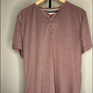 Bruno Milano Super Soft Striped Henley Tee - Red